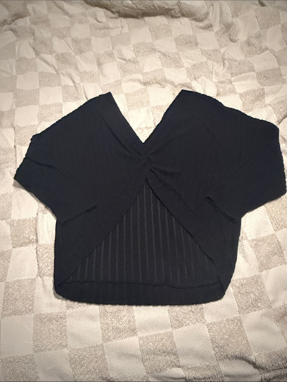 SHEIN Black V-Neck Draped Crop Top